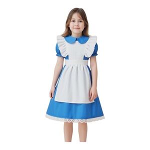 Princess Dress Wonderland Costume for Girls Halloween Dress Up Outfits with Wig